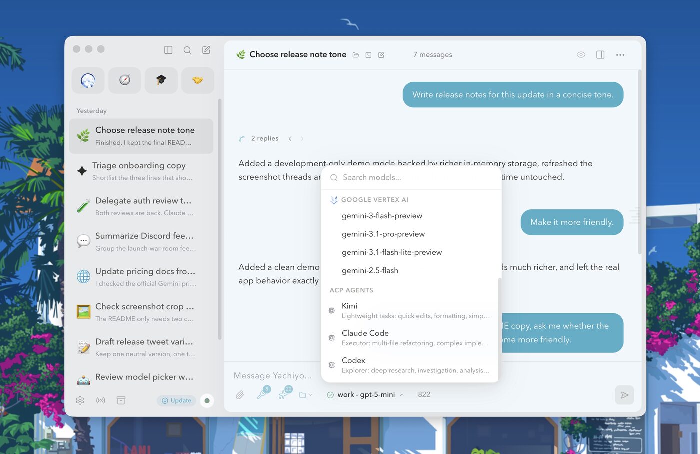 Model and agent picker